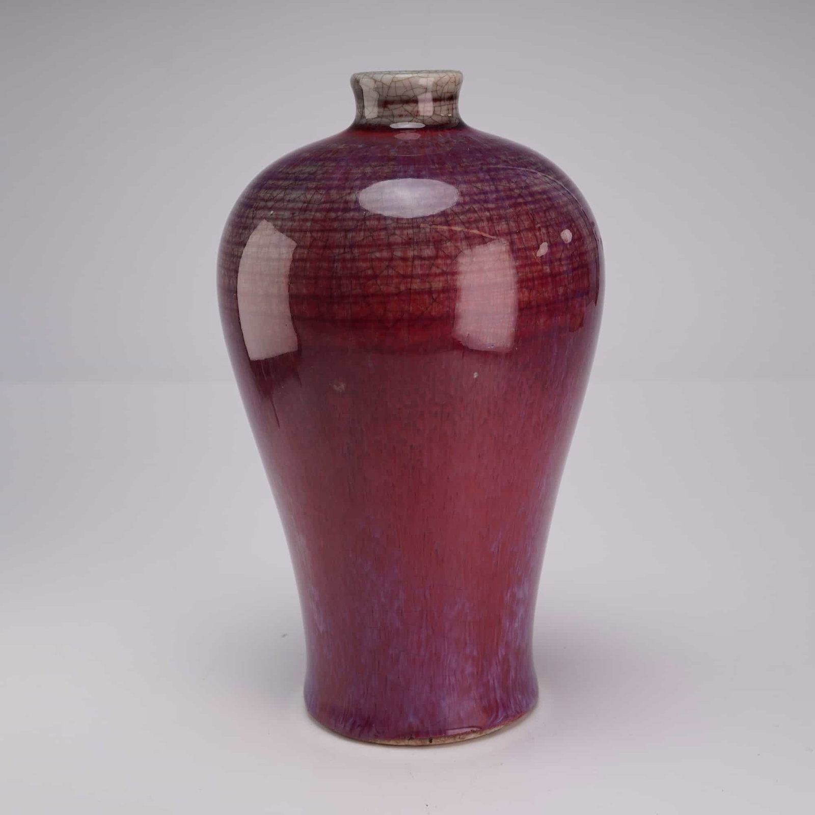 Chinese Flambe Glazed Porcelain Vase, Meiping Form (1 of 3)