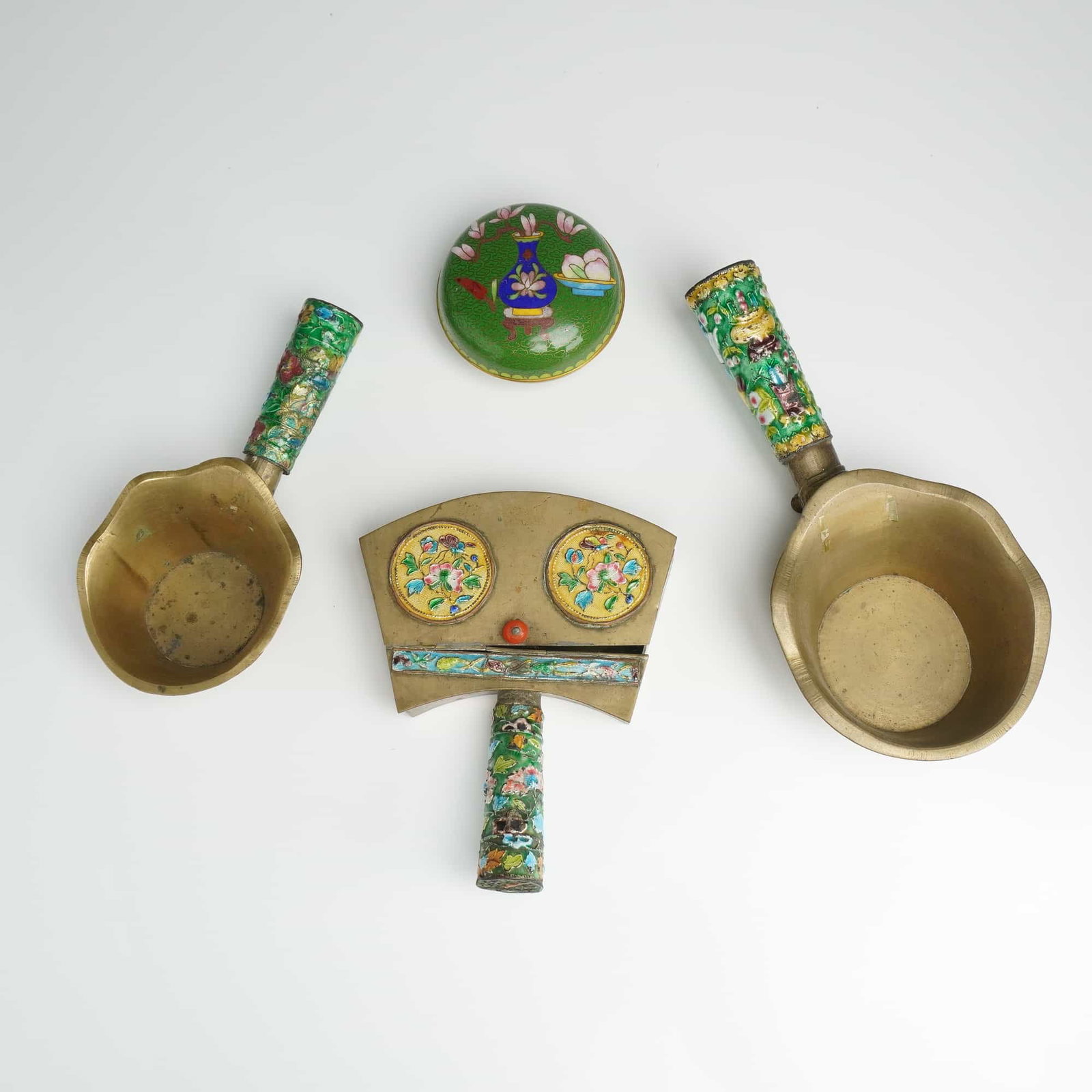 Late Qing to Republic Period Chinese Cloisonne Enamel and Brass Vanity Items (1 of 4)
