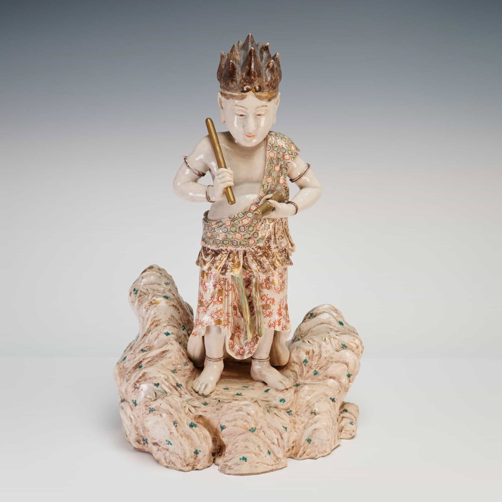 Japanese Satsuma Figure of Immortal on Rocky Base (1 of 4)