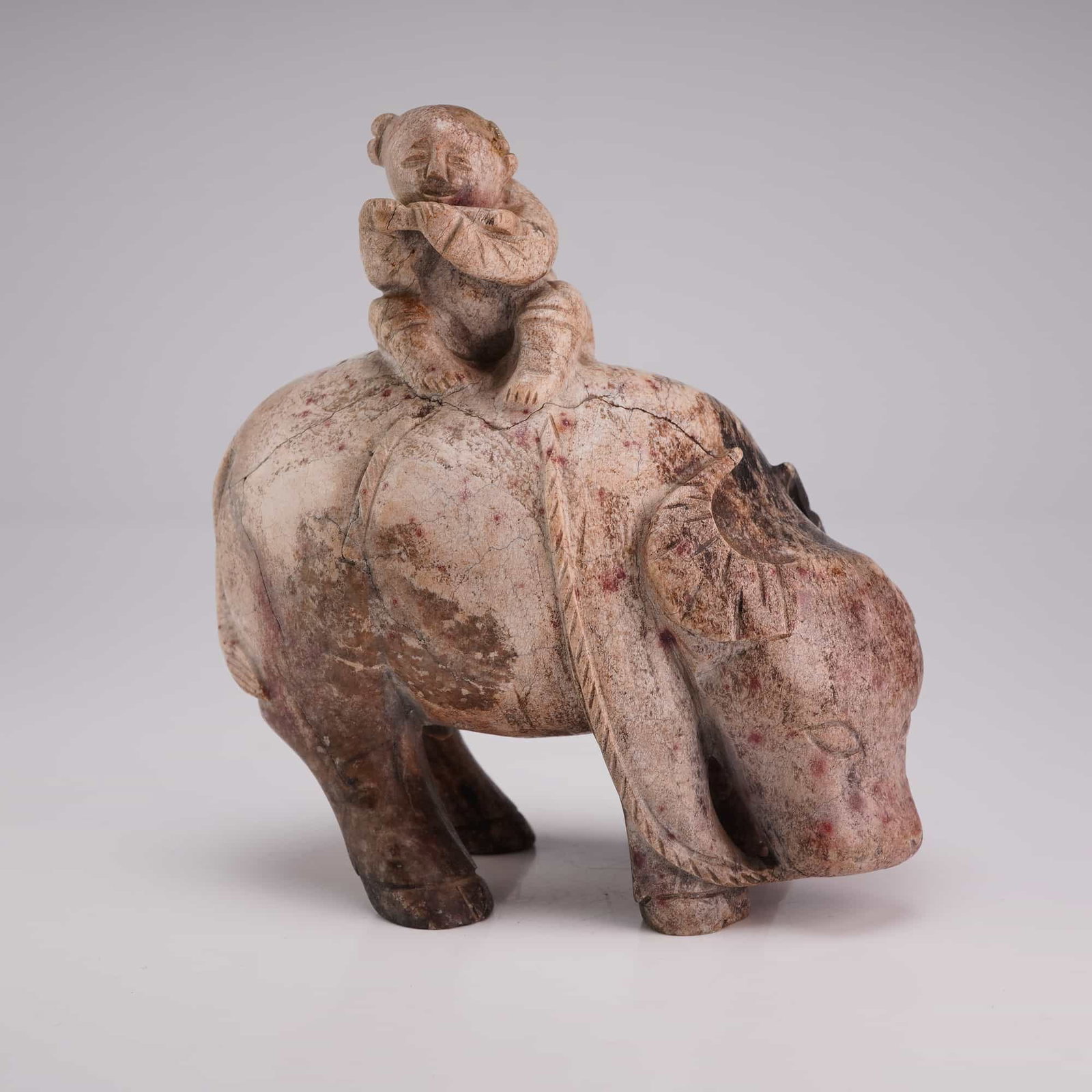 Nephrite Chicken Bone Jade Carving, Boy on Water Buffalo, Ming Dynasty (1 of 3)