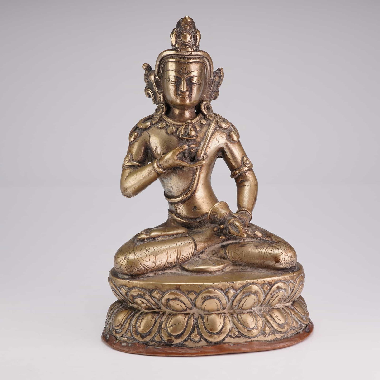 Tibetan Bronze Seated Deity with Dorje (1 of 4)