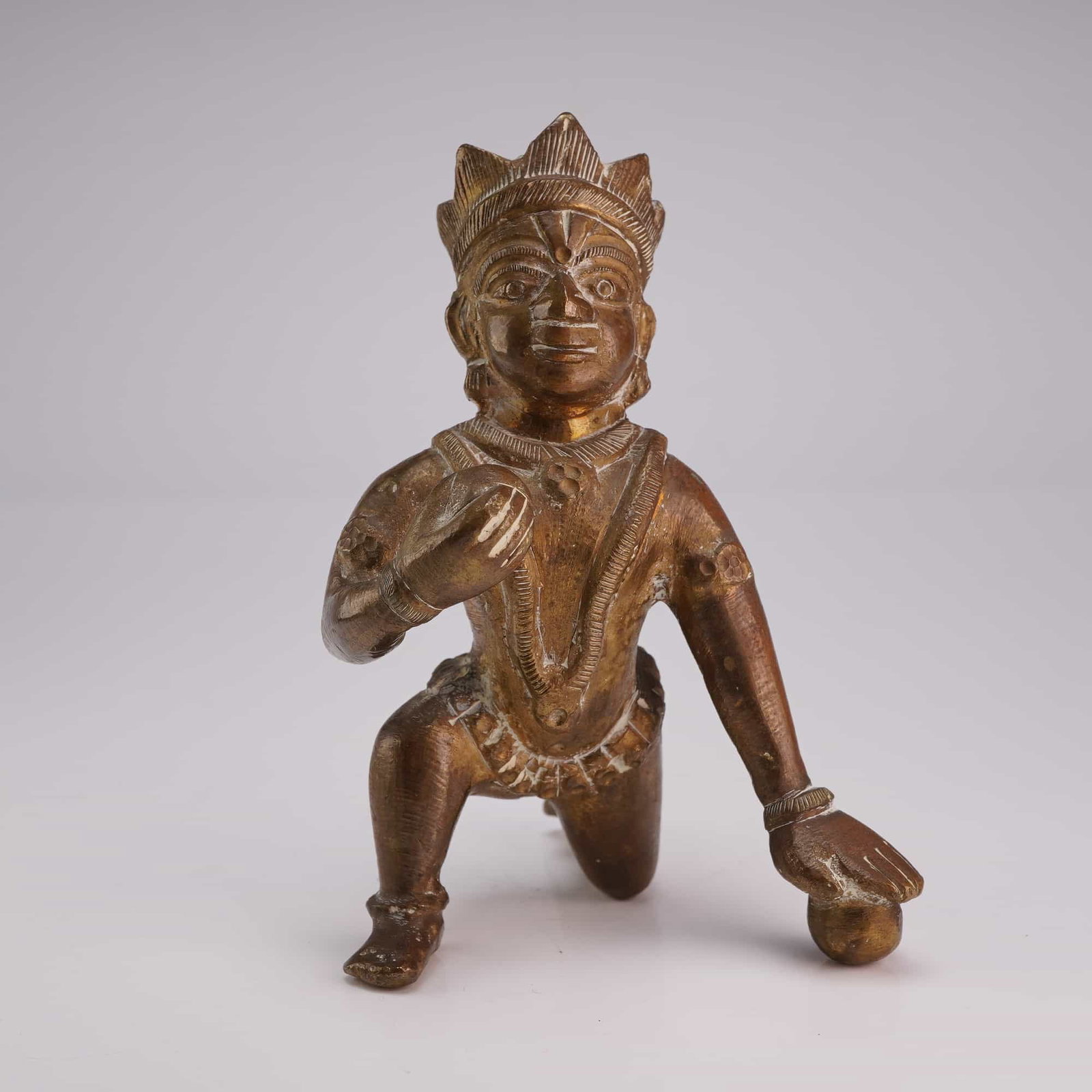 Indian Bronze Figure of Crawling Balakrishna (1 of 3)