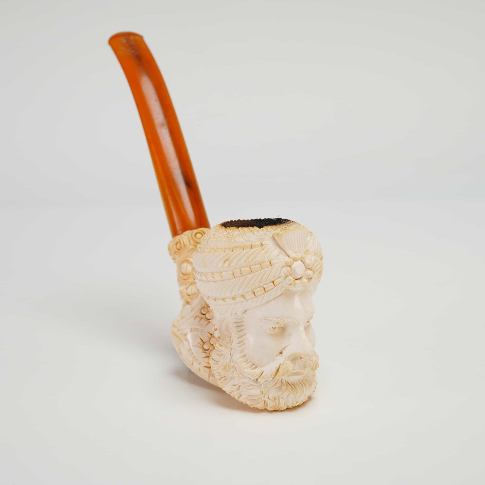SRV Hand Carved Sultan Block Meerschaum Pipe and Holder (1 of 4)