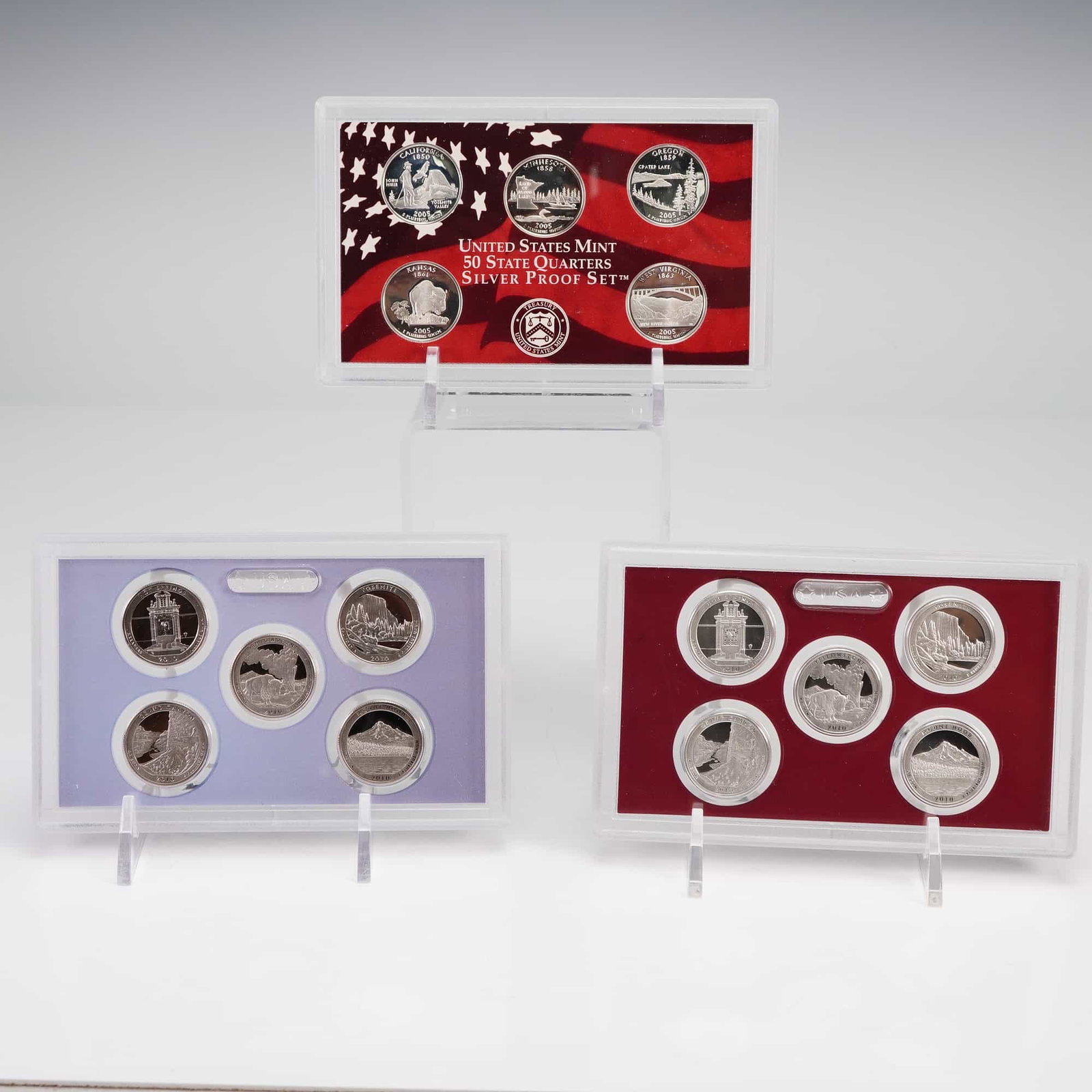 3pc 2005-S and 2010-S United States Mint Quarter Proof Sets (1 of 4)