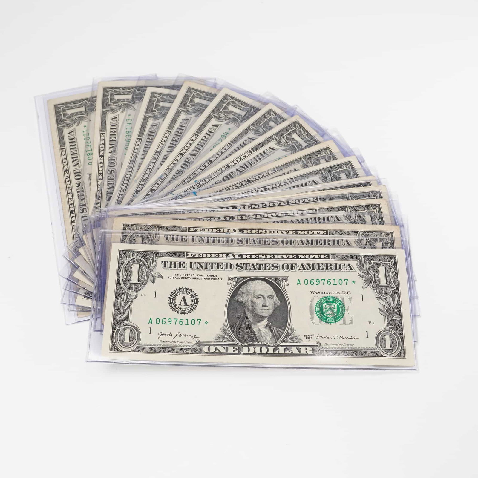 14pc 2006, 2013, 2017 U.S. Federal Reserve One Dollar Star Notes (1 of 4)