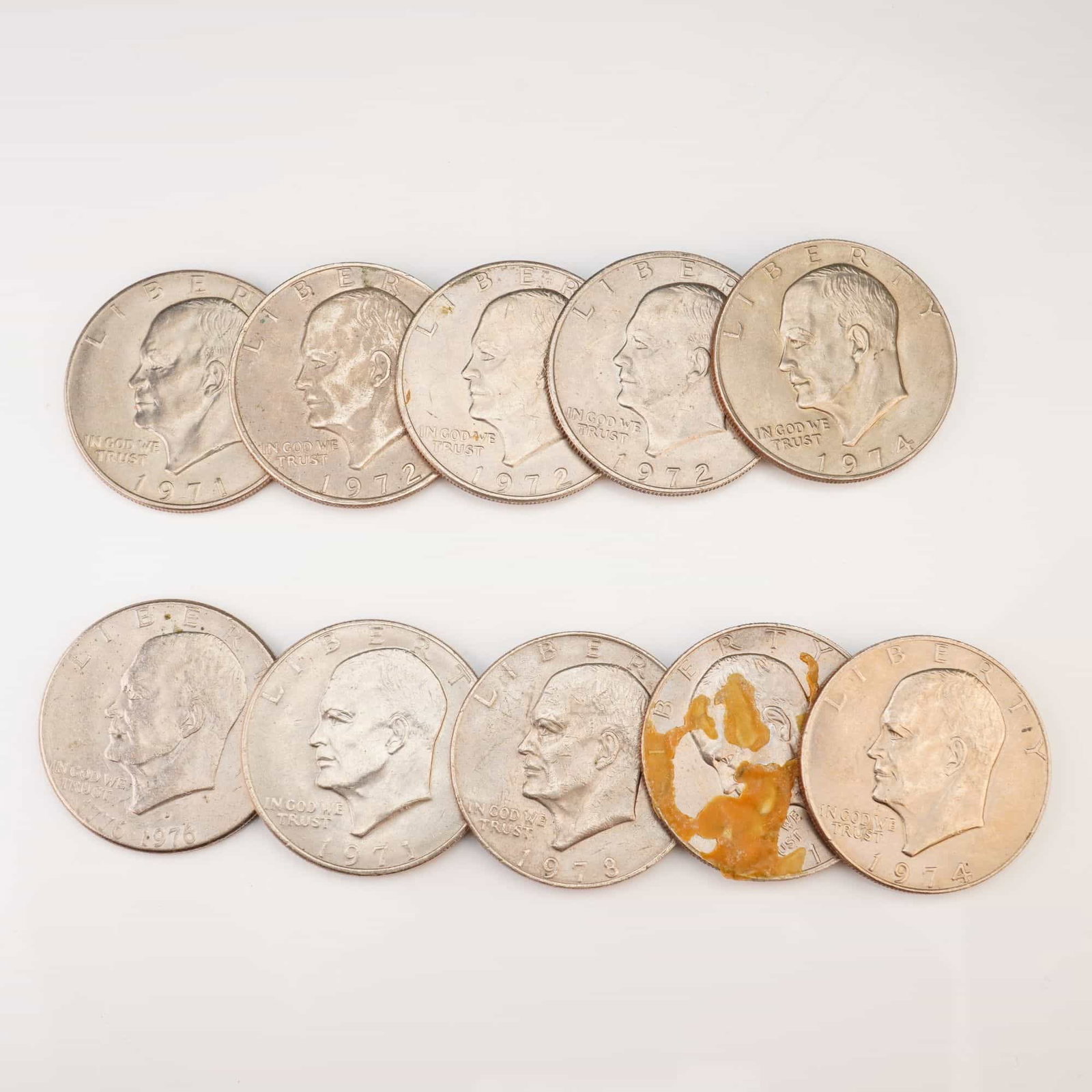 1971, 1972, 1974, 1976, 1978 Ten Eisenhower One Dollar Circulated Coins (1 of 4)