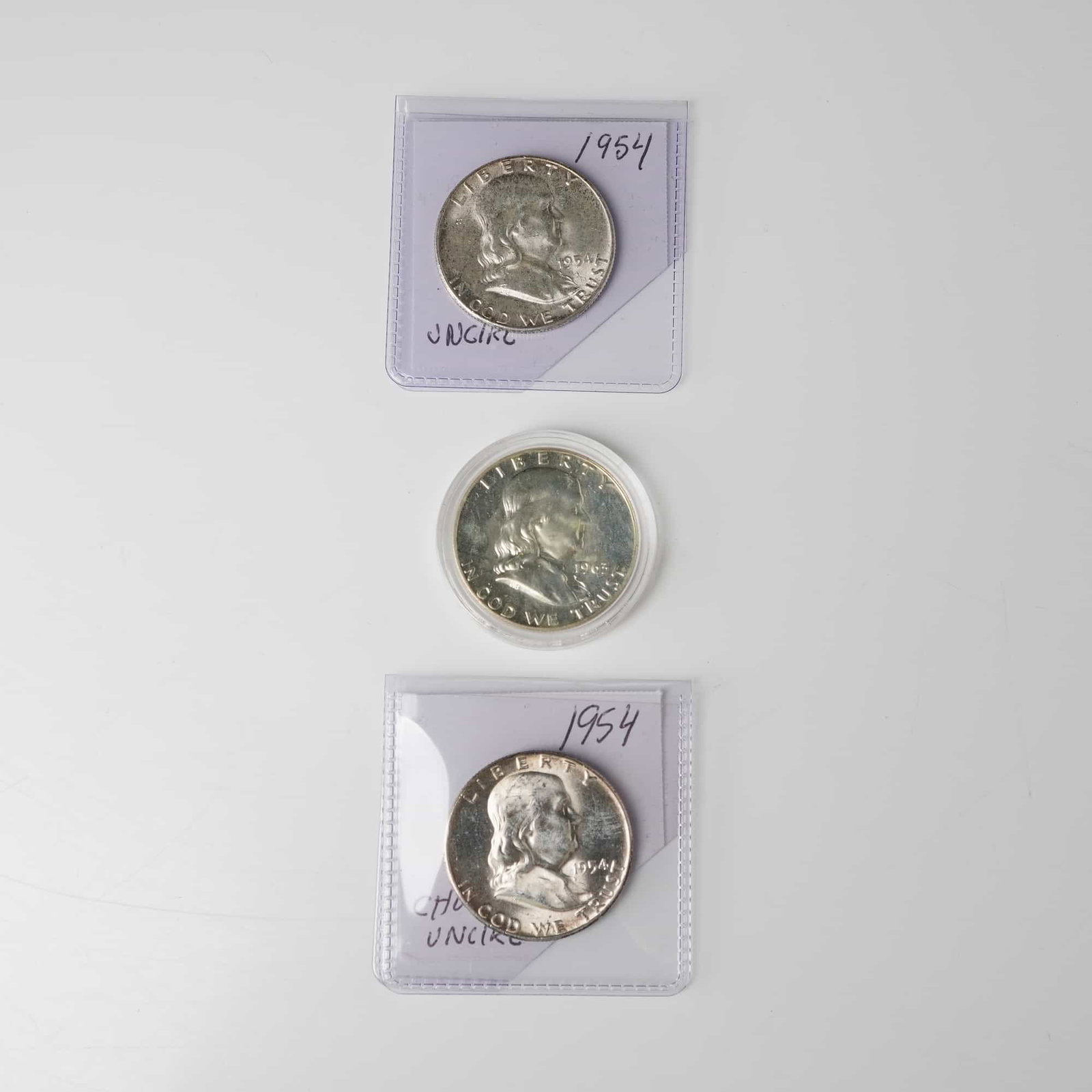 3pc 1954 & 1963 Franklin Half Dollar Coins (1 of 5)