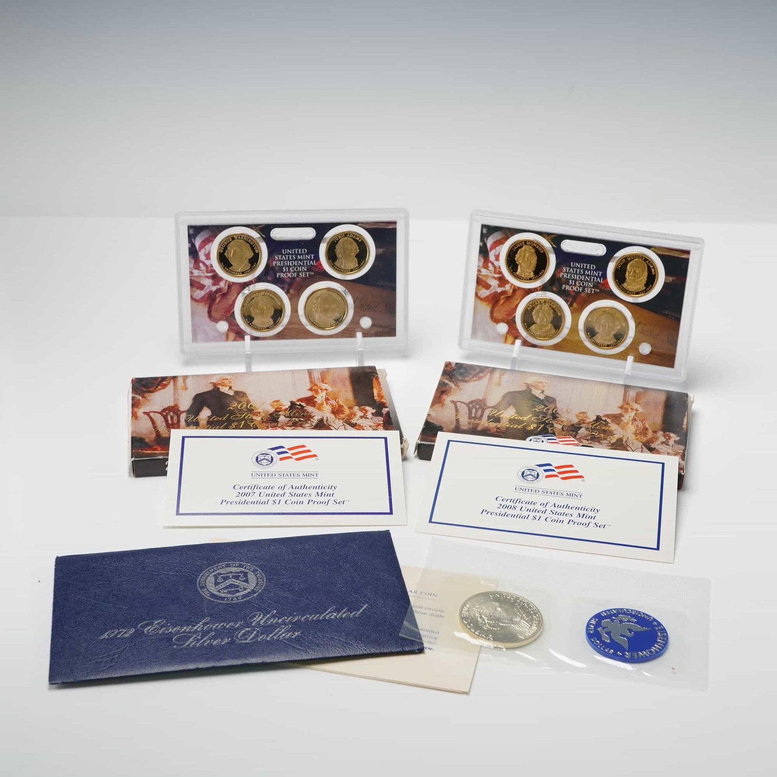 3pc 1971, 2007 & 2008 U.S. Presidential $1 Coin Proof Sets (1 of 7)
