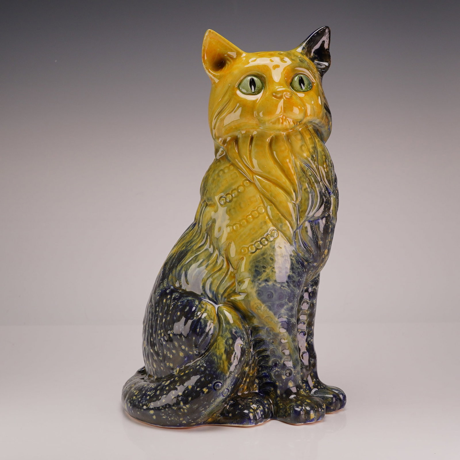 Royal Doulton Flambe Veined Figurine, Cat Seated (1 of 3)