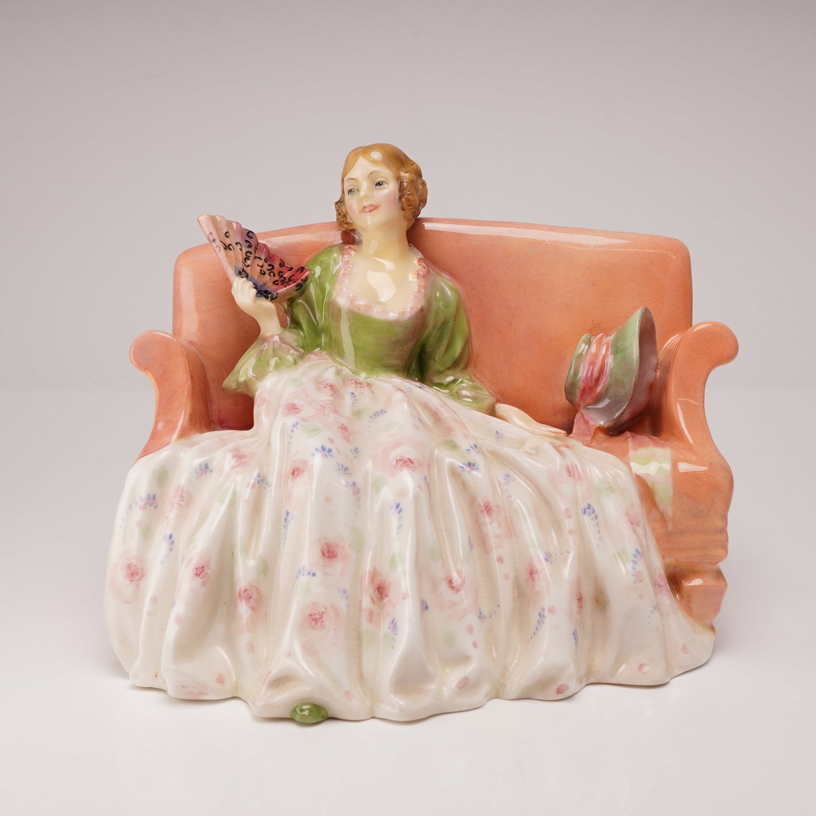 Royal Doulton by Leslie Harradine Porcelain Figurine, Sweet and Twenty HN1649, Rare Peach Version (1 of 3)