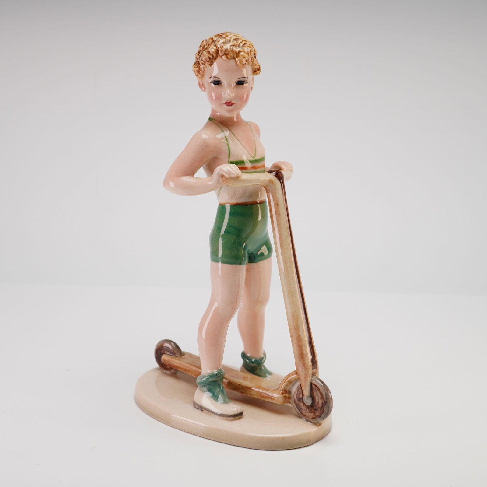 Keramos Wien Knight by Stephan Dakon Ceramic Figurine, Girl on Scooter Model Number 2009 (1 of 4)