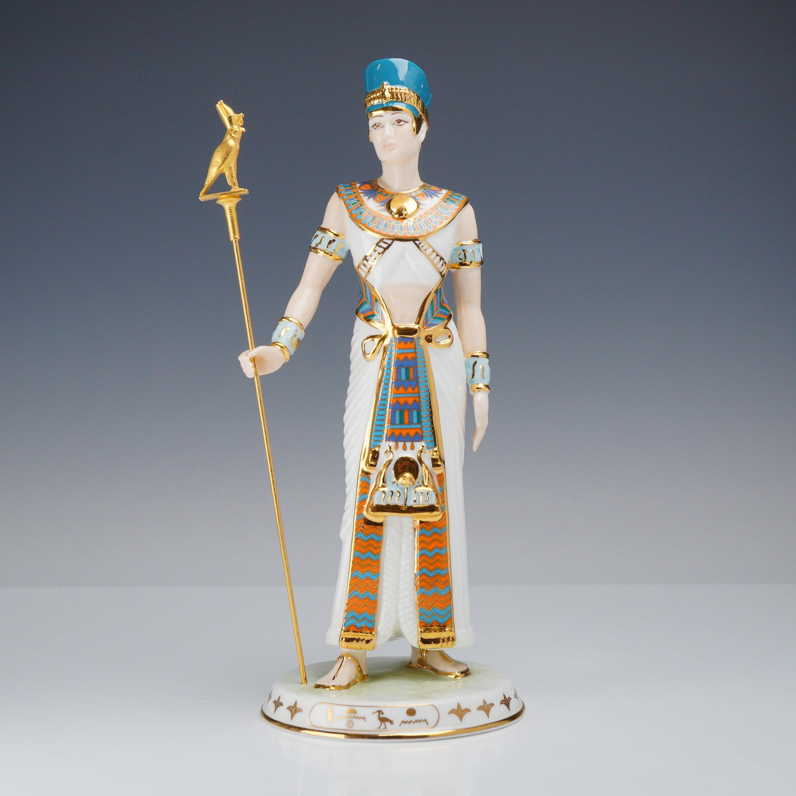 Wedgwood Bone China Limited Edition Figurine, Akhenaten Legends of the Nile Collection: This Wedgwood Akhenaten fine bone china figurine is a part of the Legends of the Nile collection. Sculpted by John Wincentzen for Compton & Woodhouse, the figure represents the ancient Egyptian Pharao