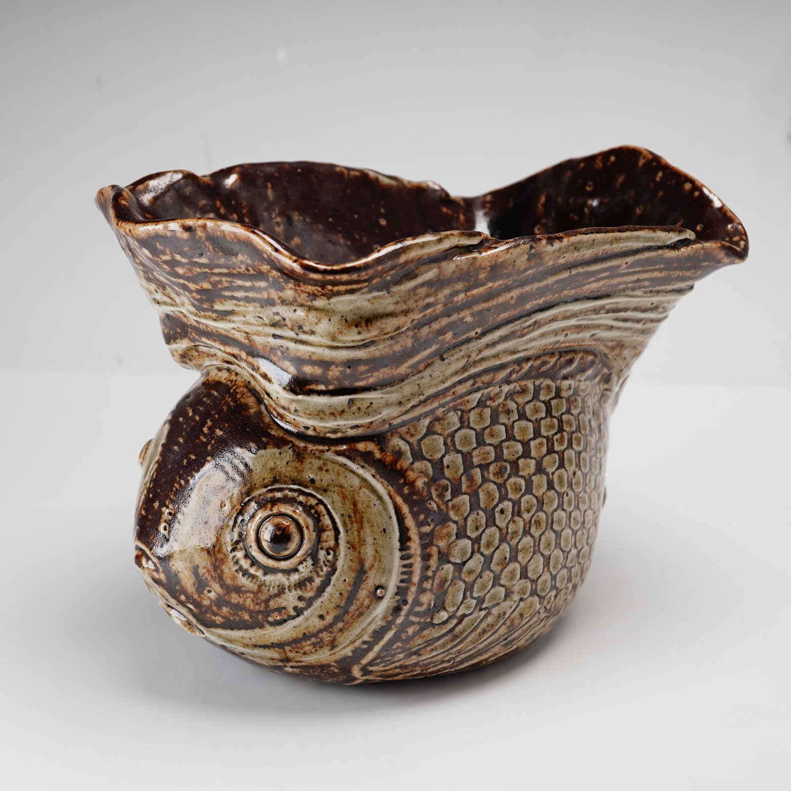 Mark V. Marshall for Martin Brothers Stoneware Fish Bowl, circa 1870s (1 of 3)