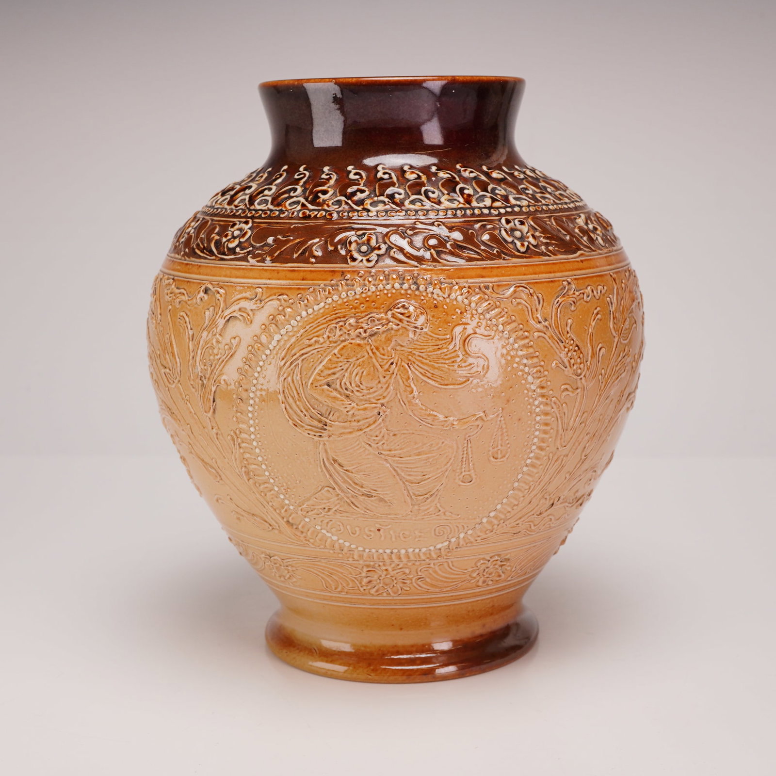 Doulton Lambeth by Mark V. Marshall Stoneware Justice Vase (1 of 3)