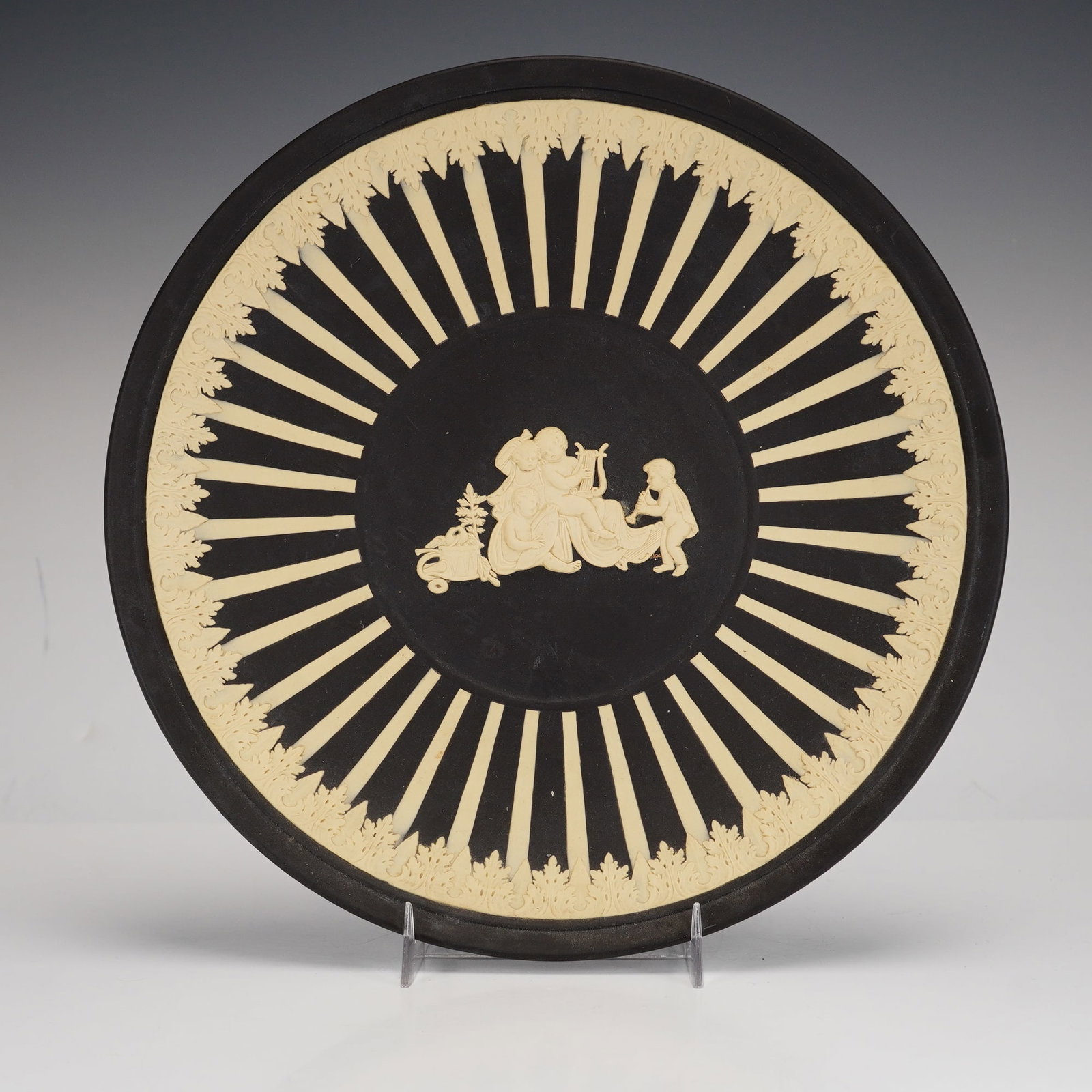 Wedgwood Black Basalt and Cream Sprigged Relief Charger with Musical Putti (1 of 4)