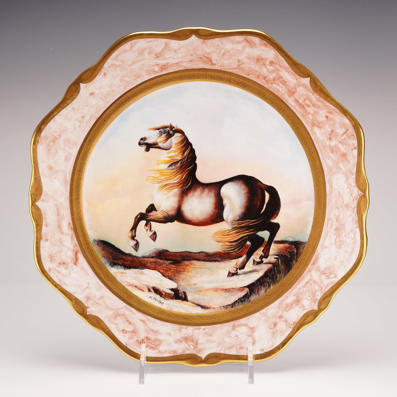 Wedgwood Bone China Imperial Horse Cabinet Plate Signed by M. Pinter (1 of 4)