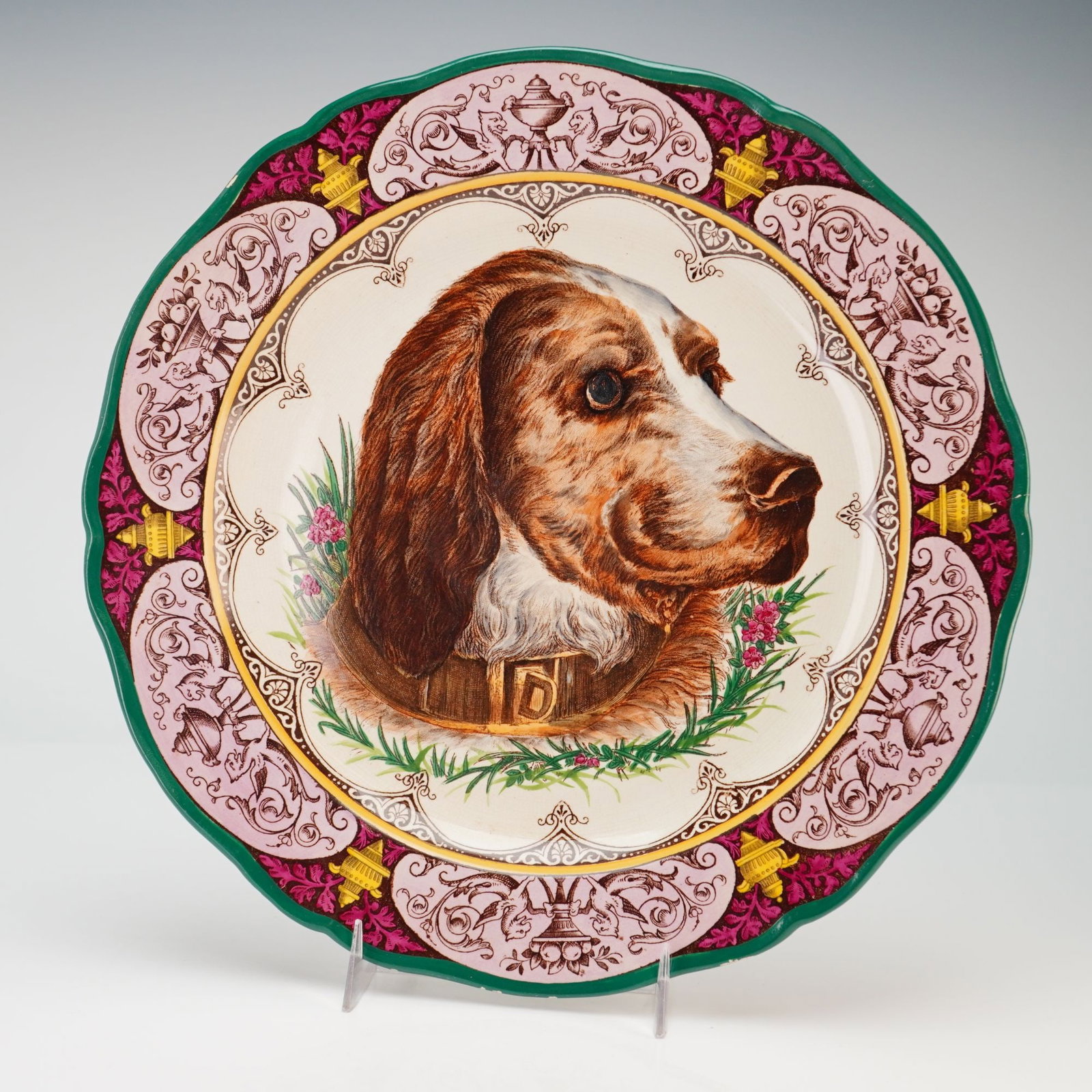 Wedgwood Etruria Queen's Ware Spaniel Dog Portrait Plate from the Rubin Collection (1 of 3)