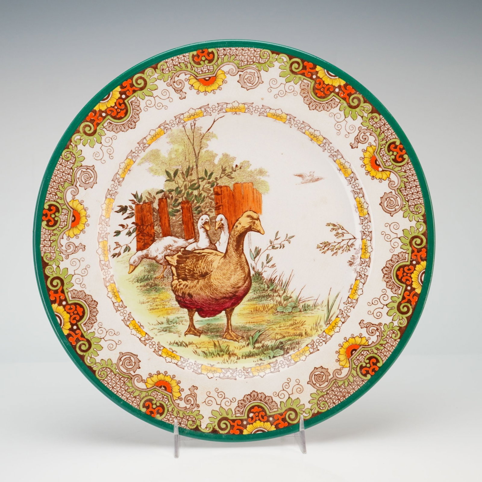 Antique Wedgwood Aesthetic Movement Geese Transferware Cabinet Plate from Rubin Collection (1 of 3)