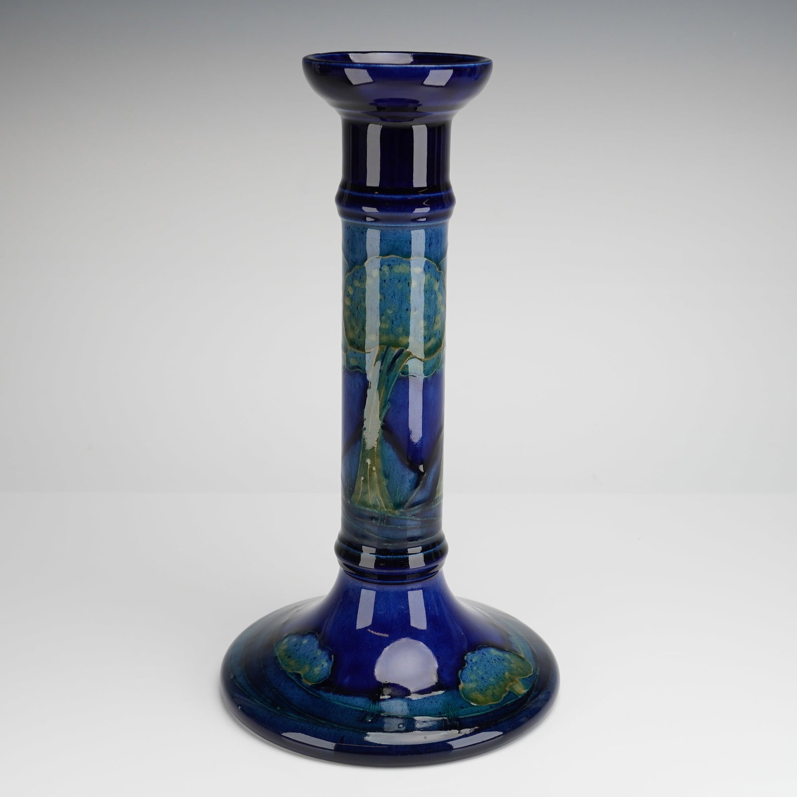 William Moorcroft Pottery Candlestick, Moonlit Blue (1 of 4)