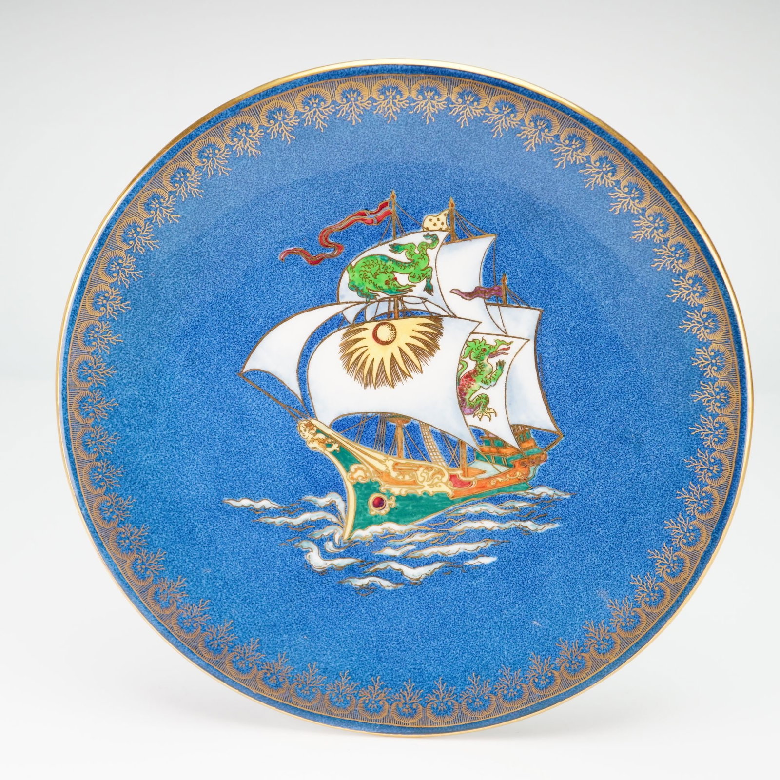 Wedgwood Blue Lustre Galleon Plate from the Rubin Collection (1 of 3)