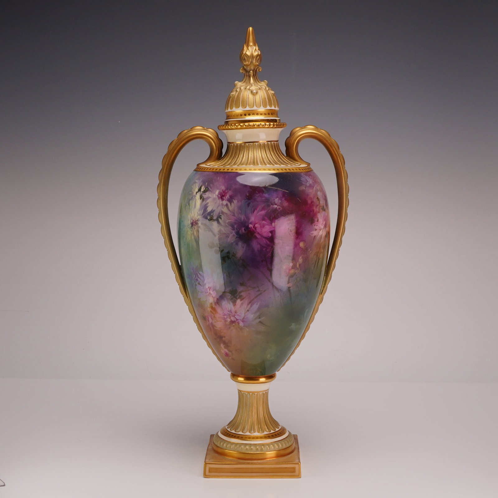 Doulton by W. Slater Hand-Painted Floral Porcelain Covered Vase (1 of 5)