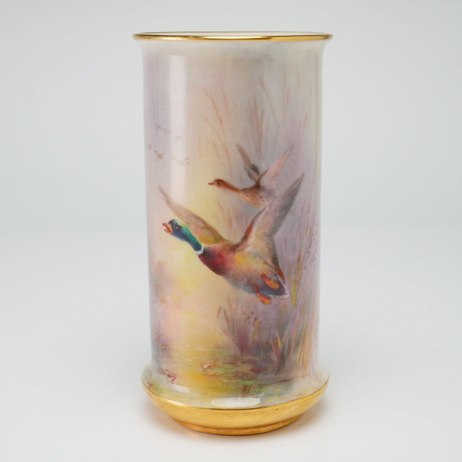Royal Worcester by James Stinton Porcelain Hand Painted Vase, Game Birds, Ducks. (1 of 3)