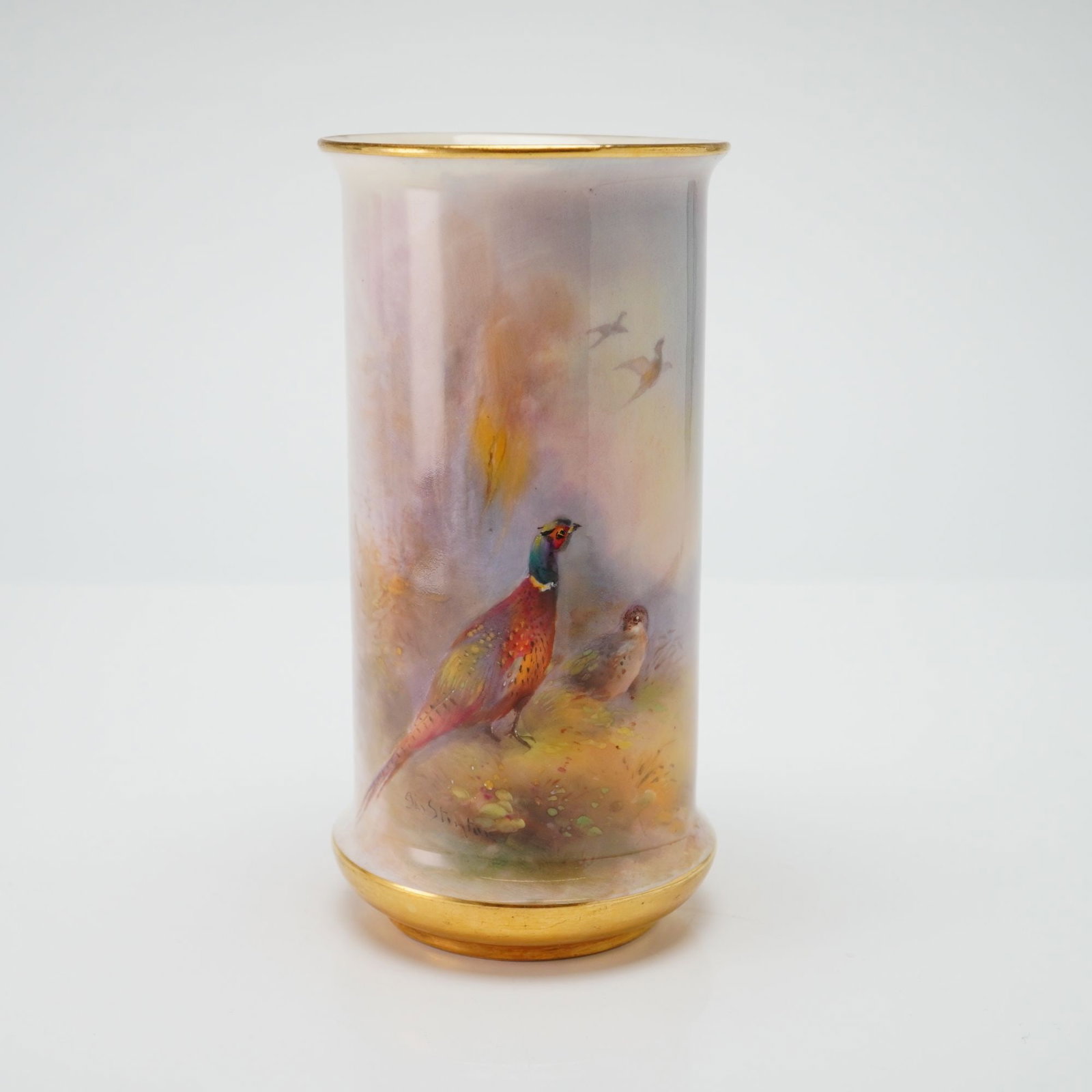 Royal Worcester by James Stinton Porcelain Hand Painted Vase, Game Birds, Pheasants. (1 of 3)