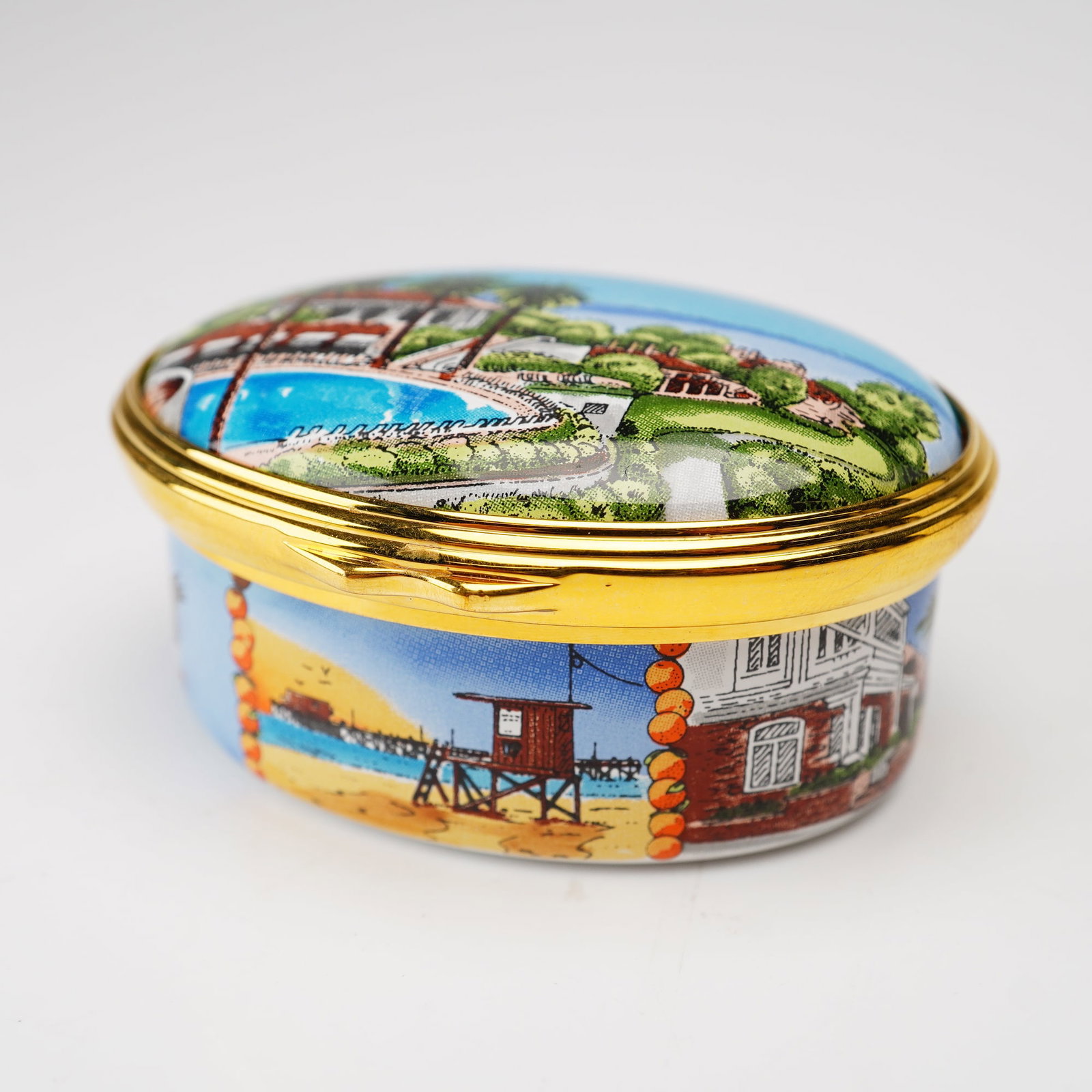 Halcyon Days English for St. Jame's Place Enamel Limited Edition Treasure Box, Orange County (1 of 6)