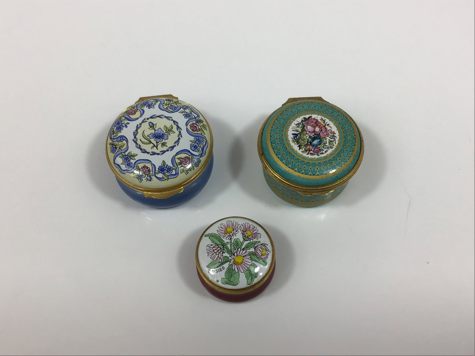 Three Halcyon Days and Crummles Enameled Floral Themed Trinket Boxes (1 of 4)
