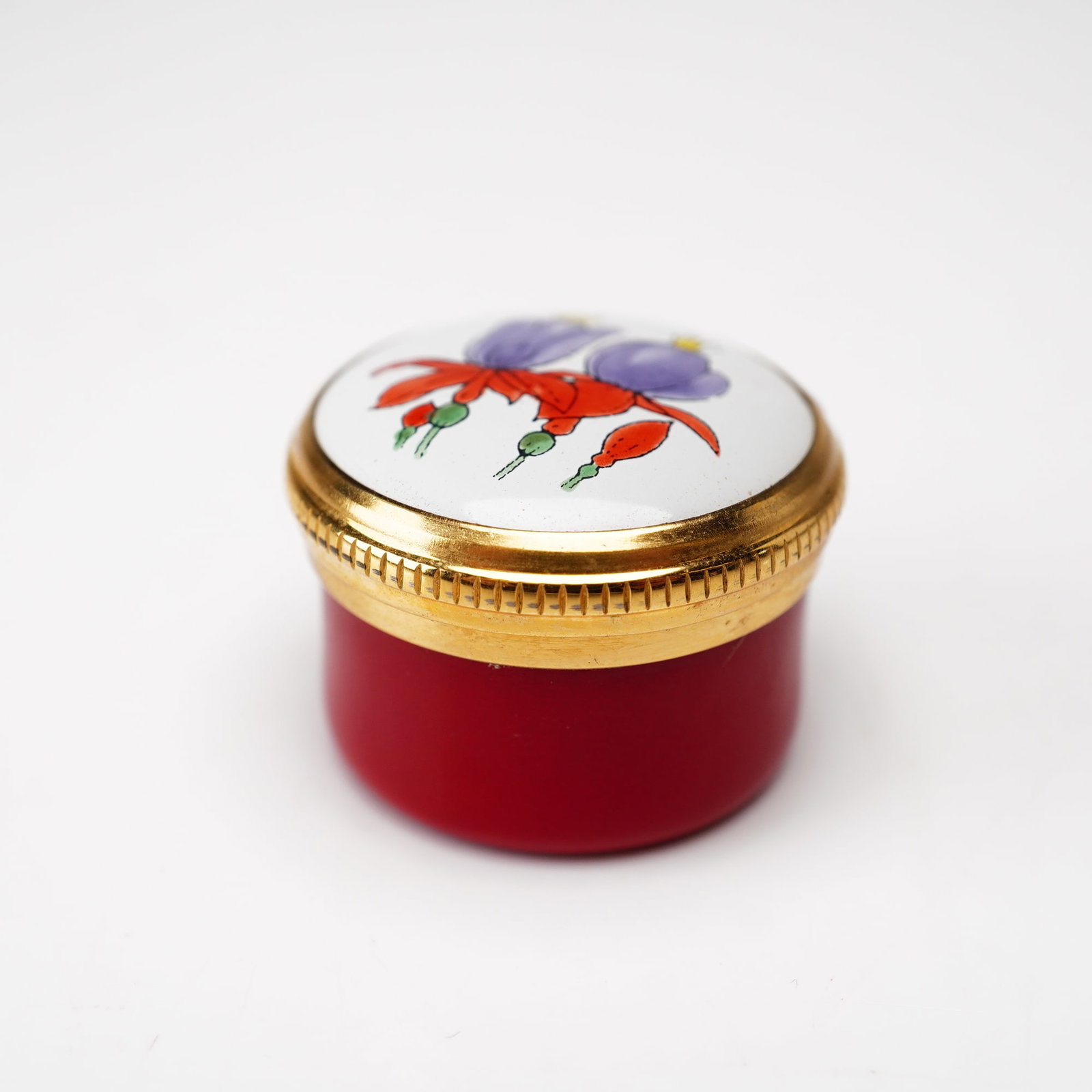 Crummles Handpainted English Enamel Perfume Scent Box, Fuchsia (1 of 4)