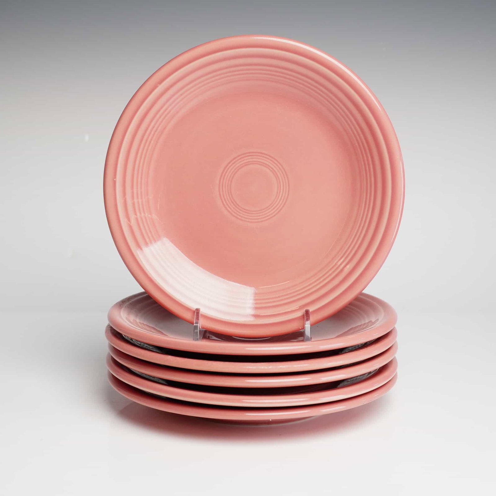 Set of Six Homer Laughlin Fiesta Rose Ceramic Salad Plates (1 of 3)