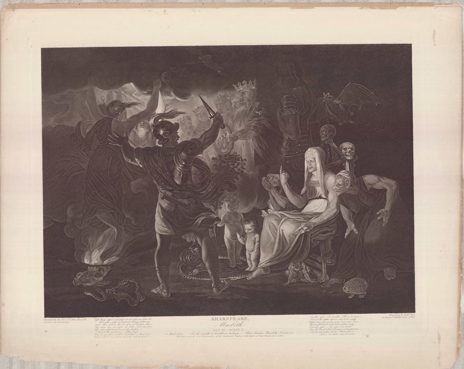 Folio Engraving after Sir Josuah Reynolds, Shakespeare Macbeth 1802 (1 of 1)