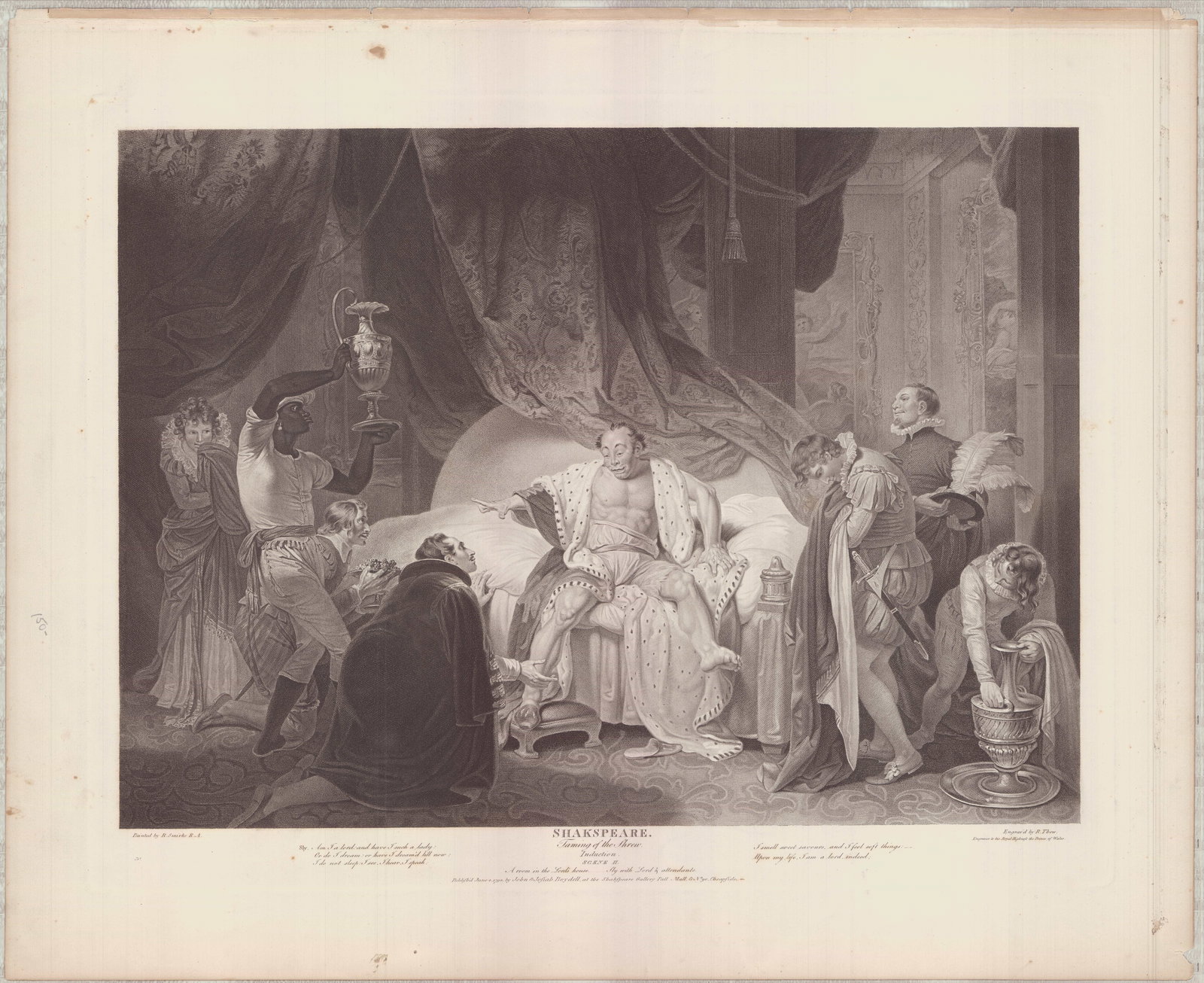 Robert Smirke Engraving Taming of the Shrew Induction 1792 (1 of 1)