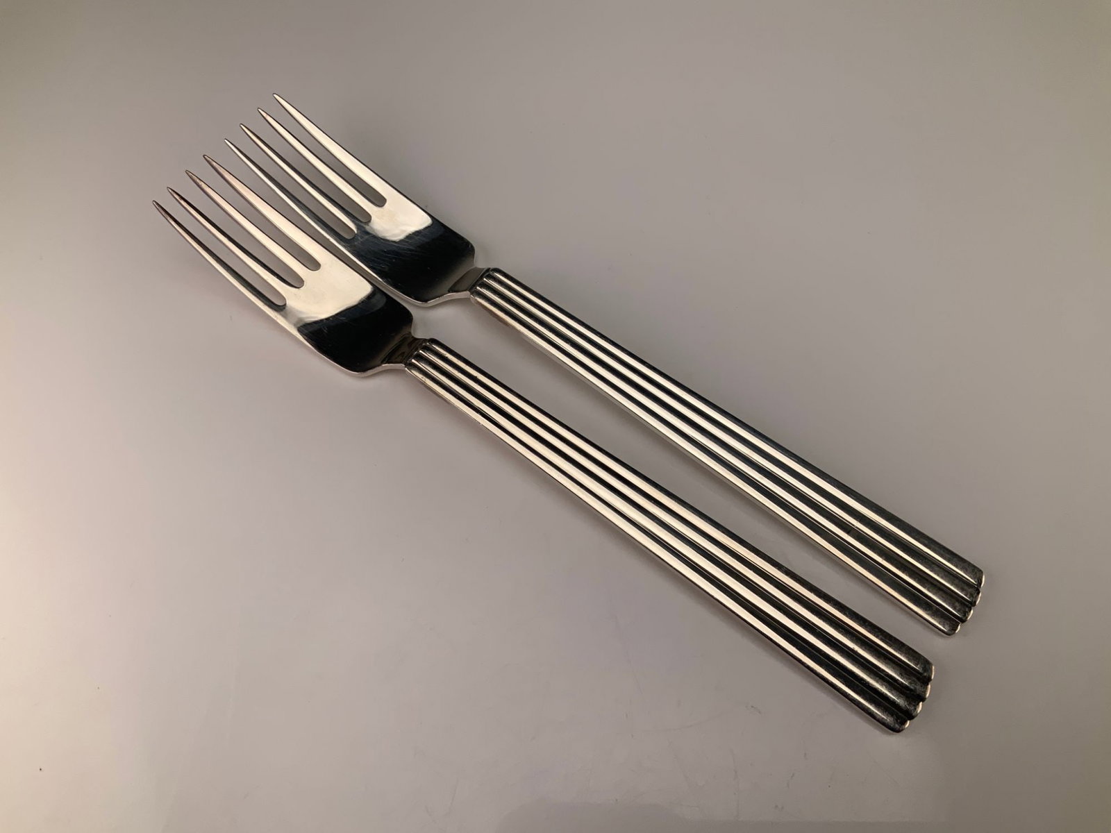 A Pair of Georg Jensen Denmark Sterling Silver Dinner Forks in the Bernadotte Pattern by Sigvard (1 of 3)