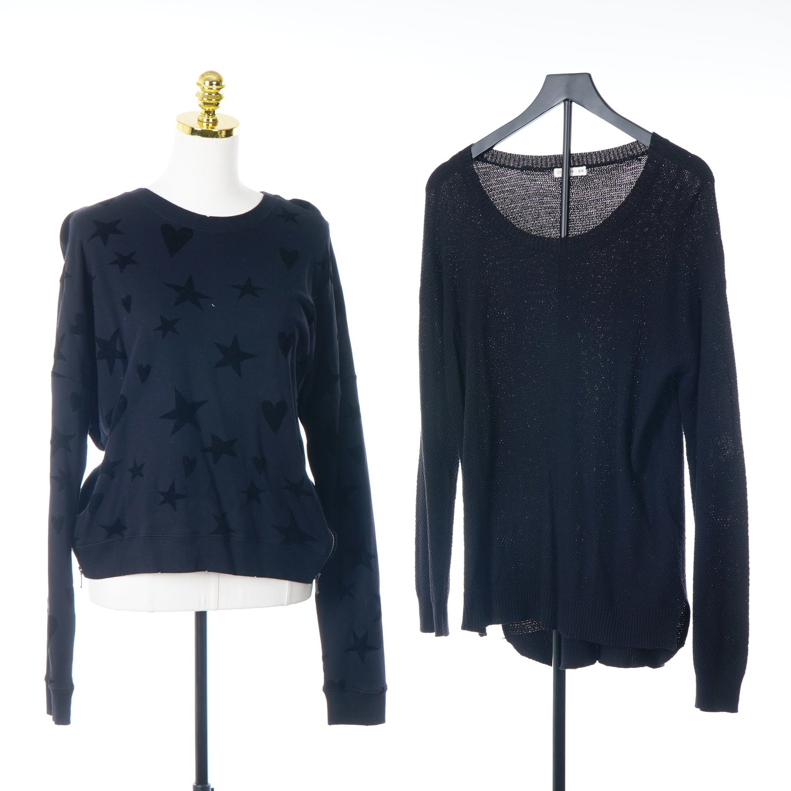 Two Women's Black Sweaters Including Rails Marlo Flocked Sweatshirt and Cotton On Knit Pullover (1 of 4)