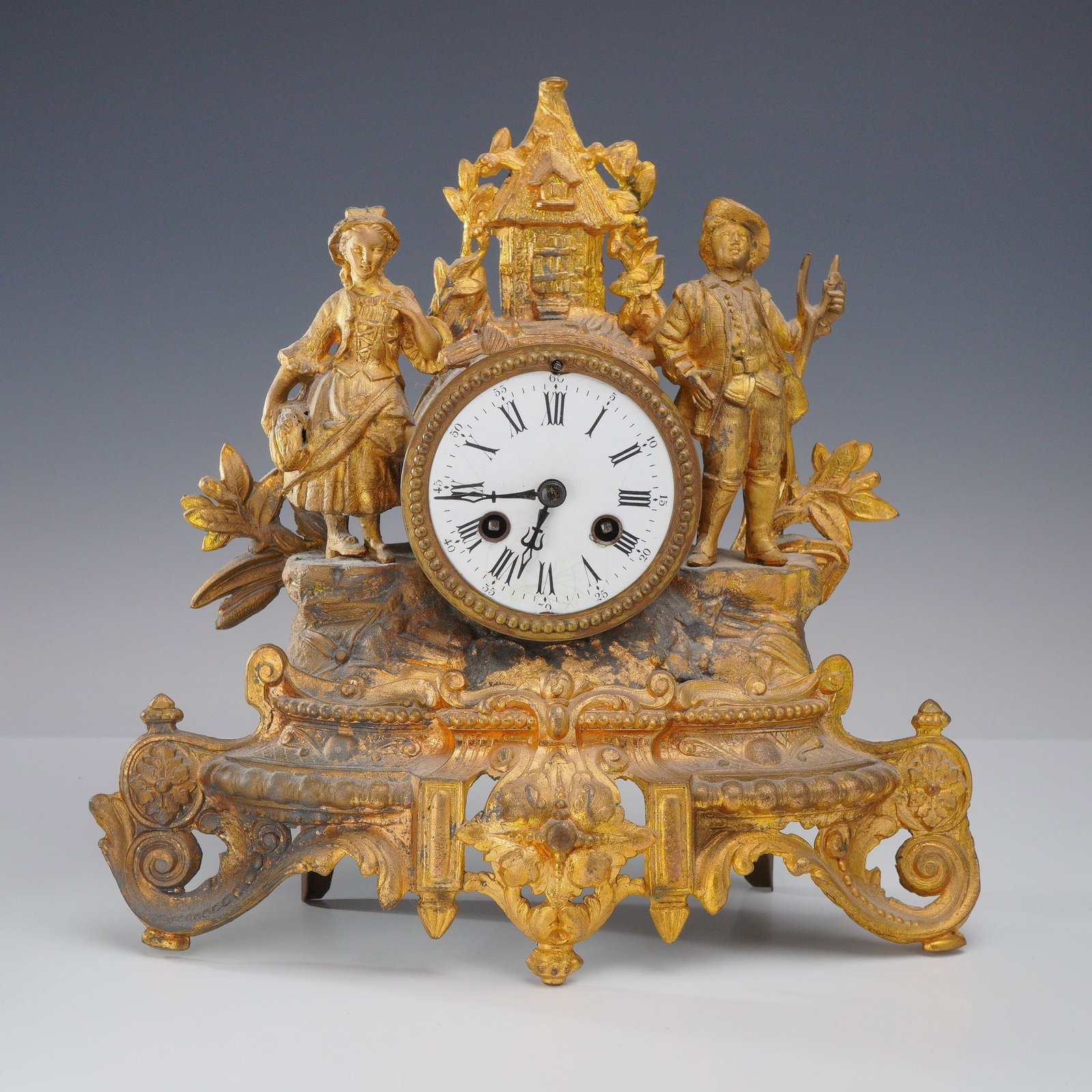 19th Century French Style Gilt Metal Figural Mantel Clock (1 of 5)