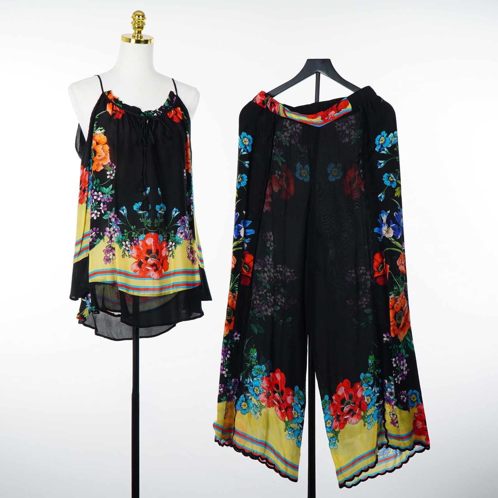 Johnny Was Two-Piece Floral Print Tunic and Wide-Leg Pant Ensemble (1 of 5)