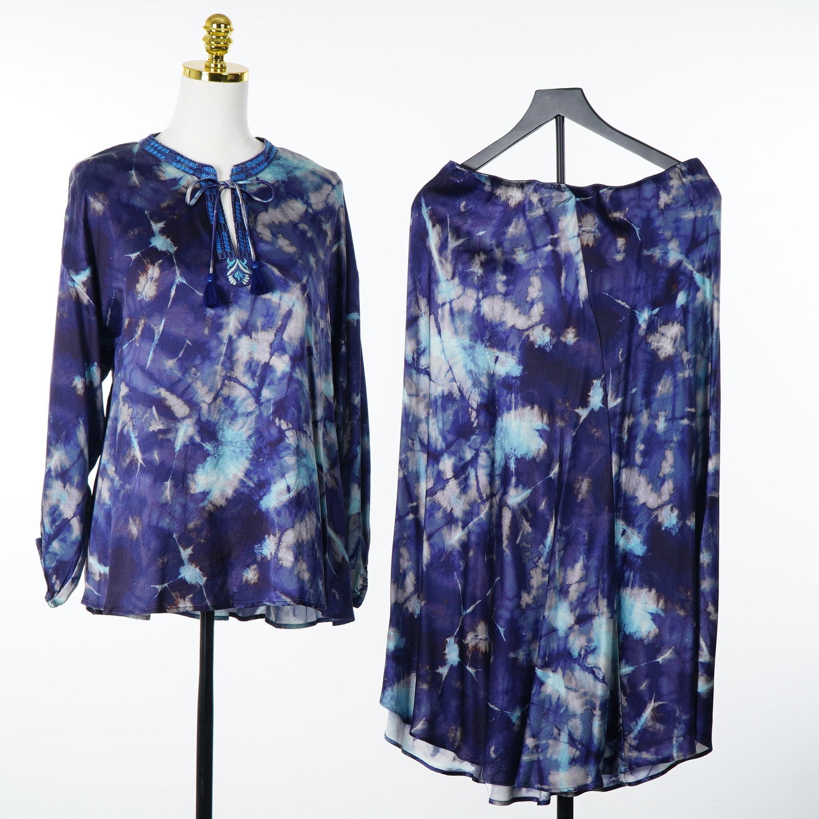 2pc Johnny Was Workshop Moonlight Tie Dye Ensemble Tunic Blouse and Skirt (1 of 4)
