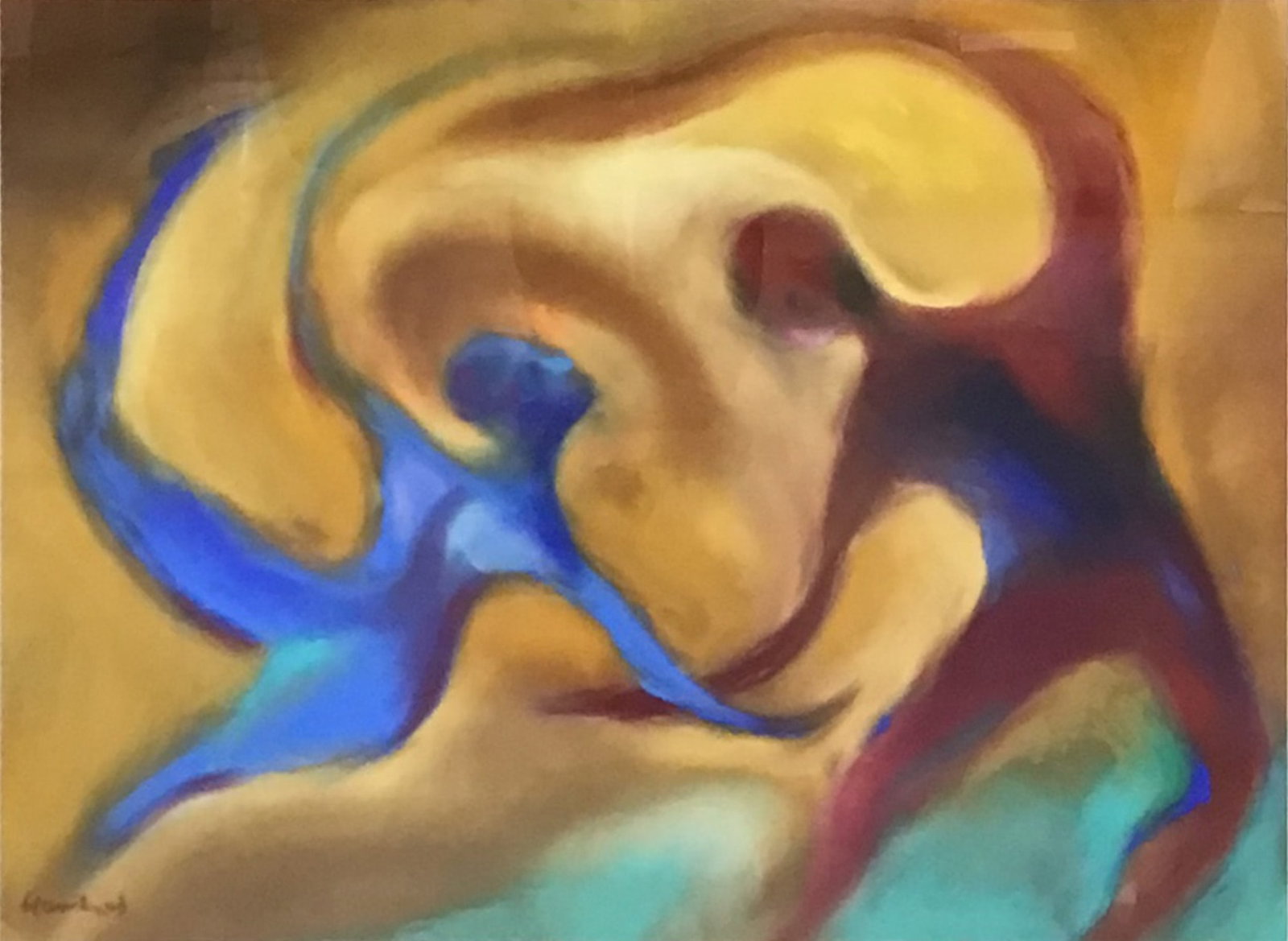 Diane French, Dry Pigment Abstract Figure Series, Signed (1 of 4)