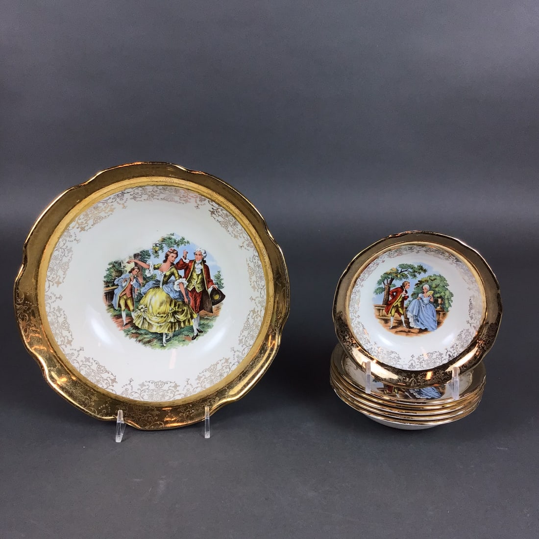 Seven Piece Sabin Crest-O-Gold Warranted 22 Karat Gold China Bowl Set (1 of 3)
