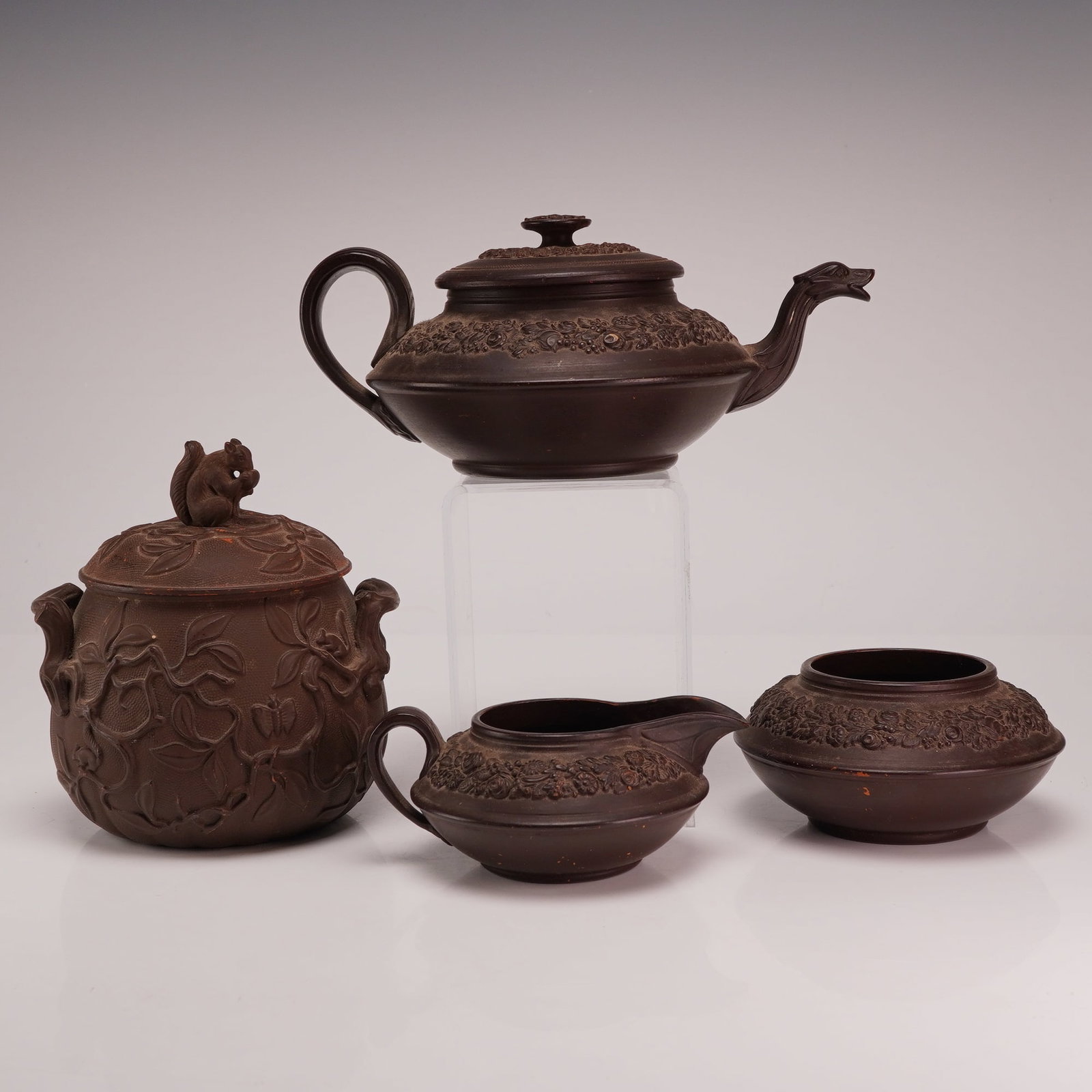4pc Tea Service in Black Basalt Style Stoneware (1 of 3)