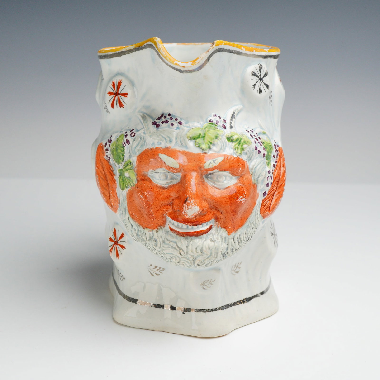 Staffordshire Pearlware Bacchus Mask Jug (1 of 3)