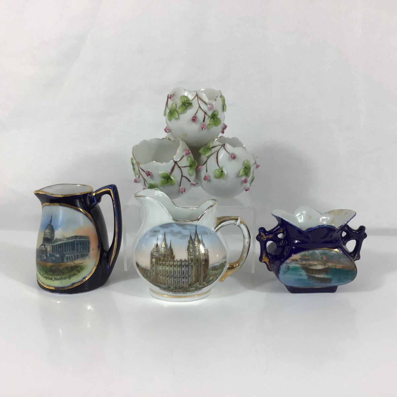 4pc German Porcelain Souvenir Ware and Miniature Vessels (1 of 3)