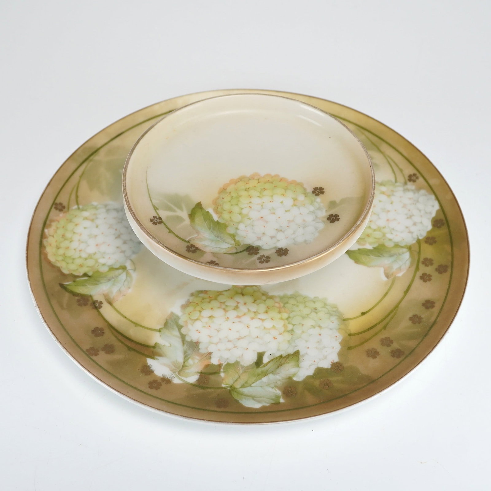 RS Germany Porcelain Two-Tiered Pedestal Server in Hydrangea Pattern (1 of 5)