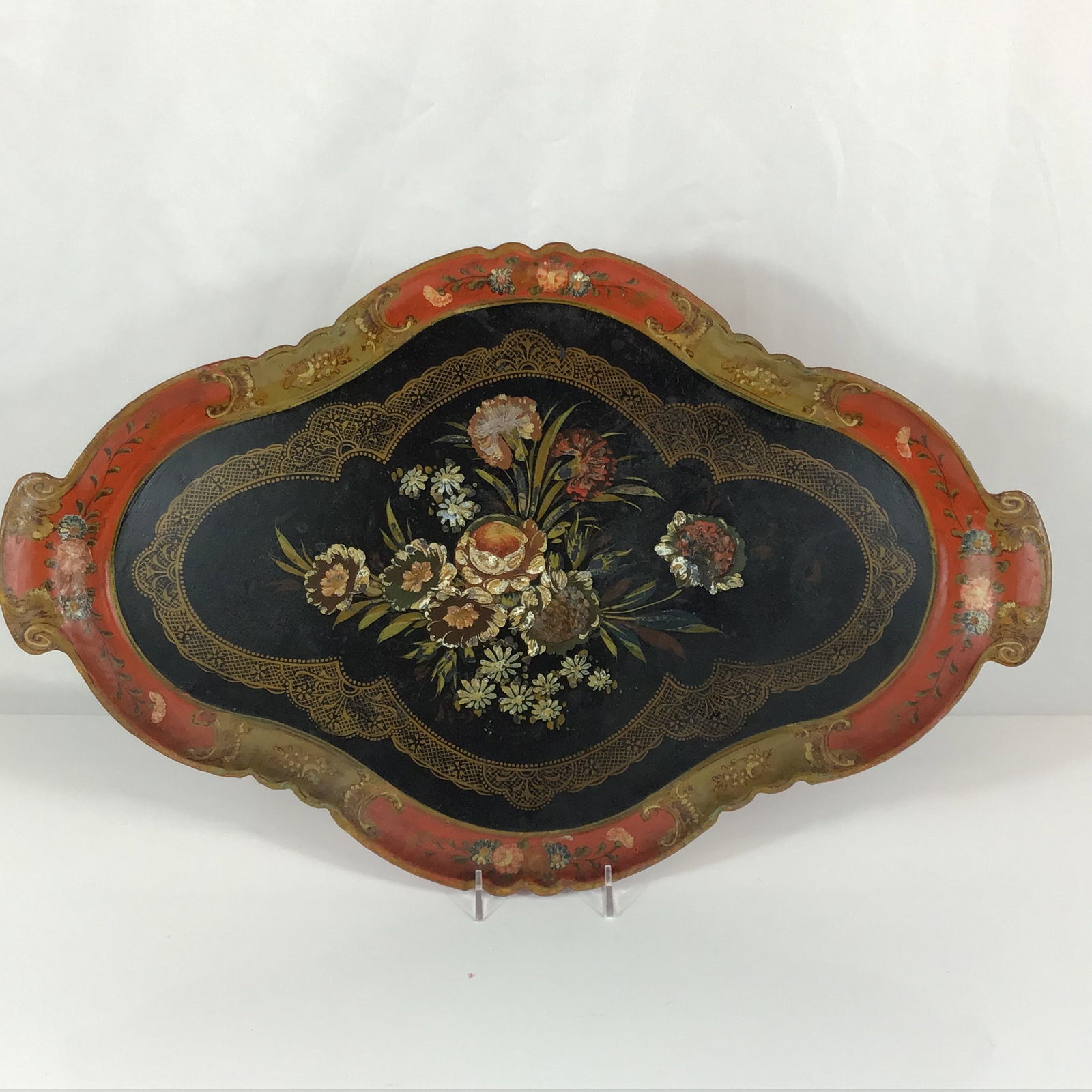 Victorian Style Hand Painted Scalloped Floral Platter Tray (1 of 3)