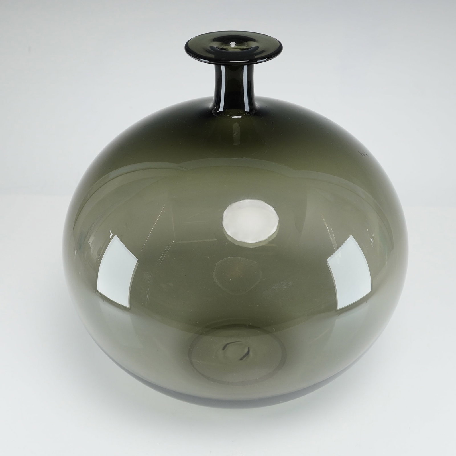 Joe Cariati Smoky Gray Glass Sphere Vase, Signed (1 of 3)
