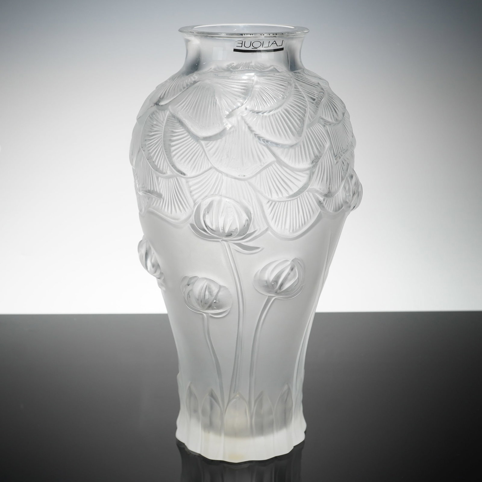 Lalique Frosted and Clear Crystal Vase, Giverny (1 of 5)