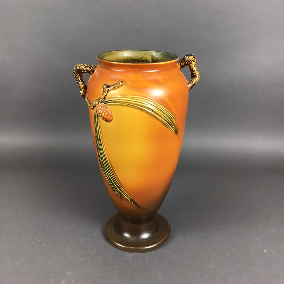 Roseville Pottery Pedestal Vase, Pinecone 850-14 (1 of 3)