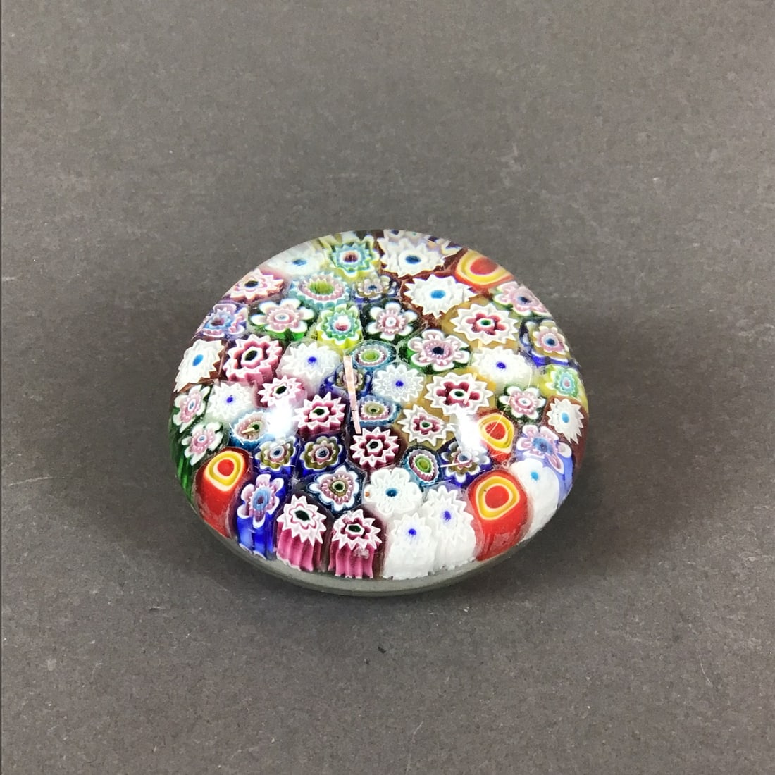 Murano-Style Multi-Color Floral Millefiori Carpet Design Art Glass Paperweight (1 of 3)