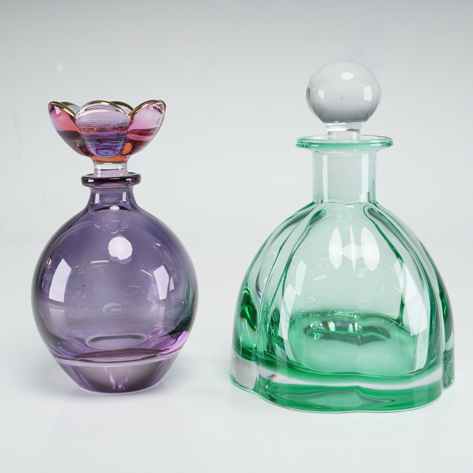 Two Mid-Century Modern Colored Glass Perfume Bottles (1 of 4)